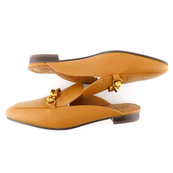 TORY BURCH Brown Tan Seahorse Loafer Mule Flats  9 - Picture 5 of 8